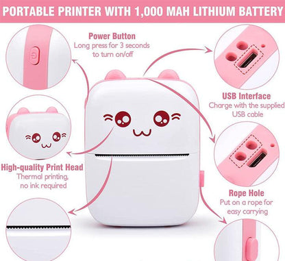 Portable Mini Pocket Printer BT Thermal Printer | 🖨️ Print On-the-Go with Ease! 🌟